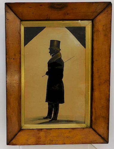 19C American Ink Silhouette of Fashionable Man
