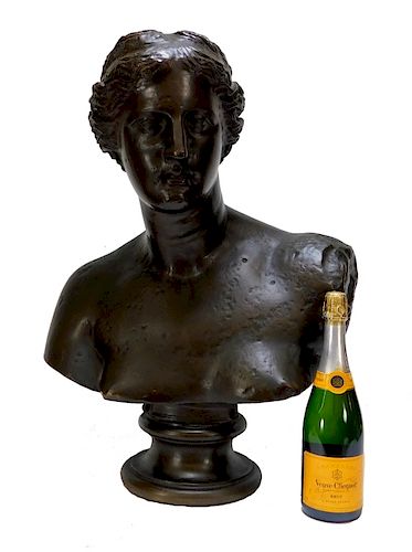LARGE F. Barbedienne Bronze Bust of a Nude Woman