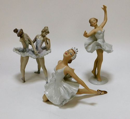 3PC Wallendorf & Lladro Porcelain Ballerina Group