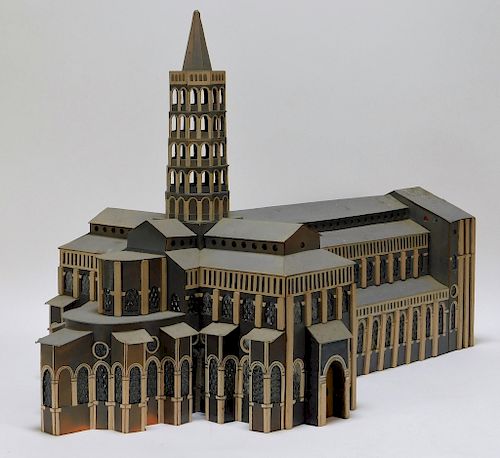 Vintage Architectural Wood Cathedral Church Model