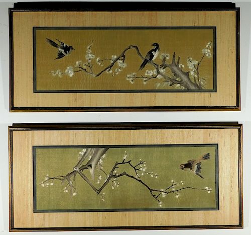 PR Japanese Silk Bird Cherry Blossom Textiles