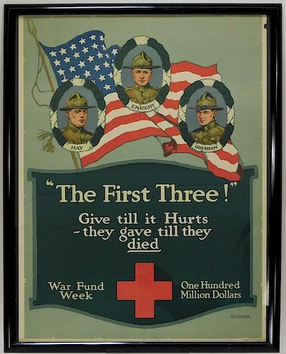 WWI Red Cross The First Three Military War Poster