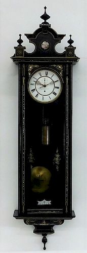 19C Victorian Ebonized MOP Farringdon Wall Clock