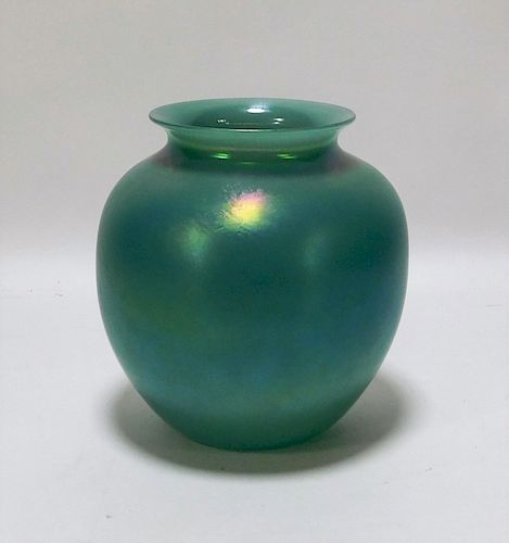 Joseph Morel Iridescent Blue Art Glass Vase