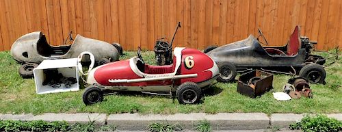 3 Vintage American Quarter Midget Racing Go-Karts