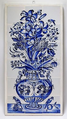 Contemporary Delft Ceramic Pottery Floral Tile