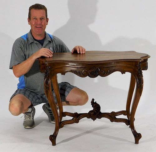 French Country Carved Walnut Parlor Table
