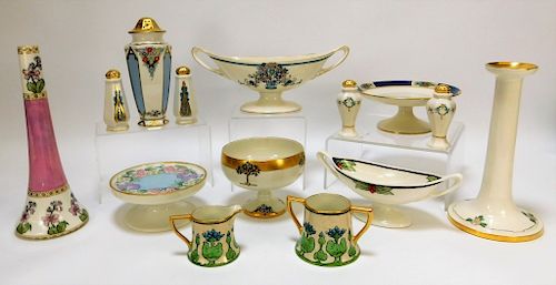 14PC American Belleek Porcelain Table Articles