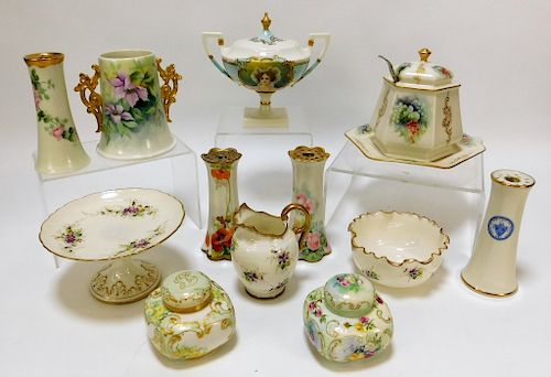 13PC American Belleek Floral Porcelain Group