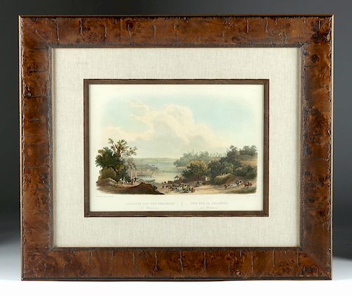1840s Aquatint Engraving View on the Delaware K. Bodmer