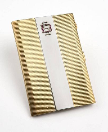 A French gold and gem-set cigarette case