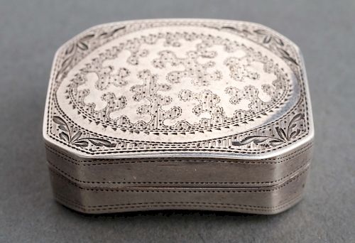 English Silver Vinaigrette w Engraved Case, 1805