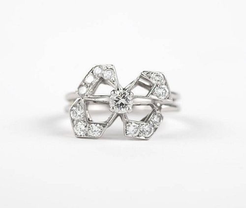 A French diamond bow ring, Cartier