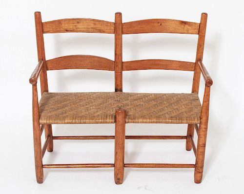 Shaker Two Chair Buggy Bench w Woven Seat