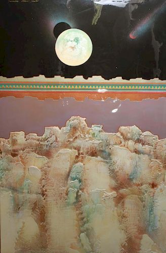 Salvatore Scalisi Full Moon Landscape Mixed Media