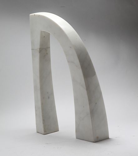 Illegibly Signed Modern White Marble Sculpture