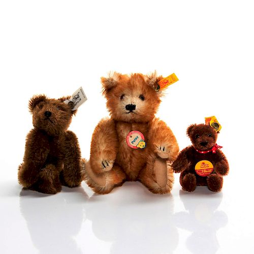 SET OF 3 SMALL AND MINIATURE STEIFF TEDDY BEARS