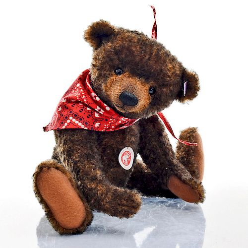 TOFFEE COLORED ARTICULATED STEIFF BEAR WITH BANDANA