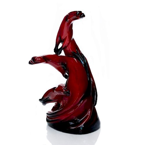 ROYAL DOULTON FLAMBE PROTOTYPE FIGURINE GROUP OF OTTERS