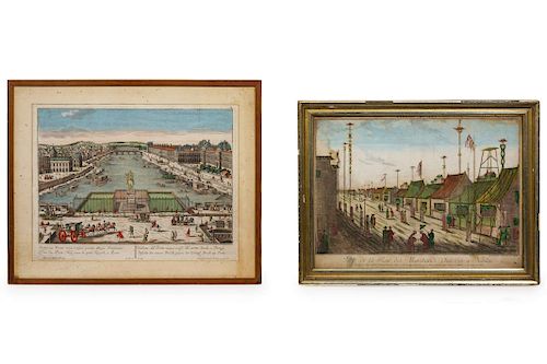 Two Handcolored Engravings<br>Larger 12 3/8 x 17 