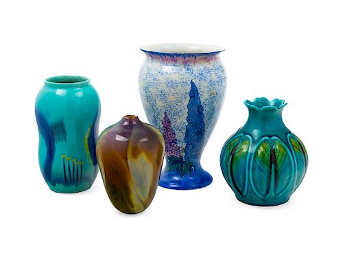 Four Pottery Vases<br>Height of tallest 9 1/2 inc