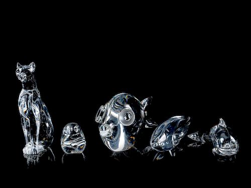 A Group of Five Glass Animals<br>various makers<b