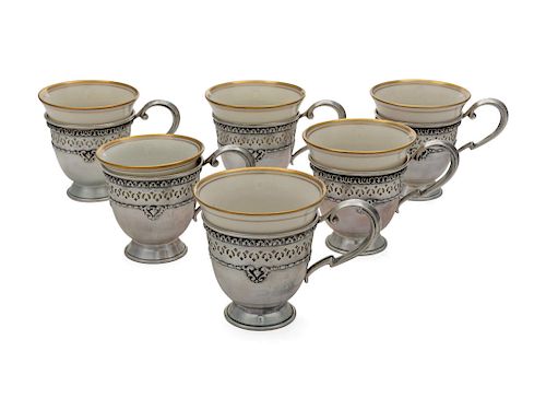 A Set of Six American Silver Demitasse Cups<br>He