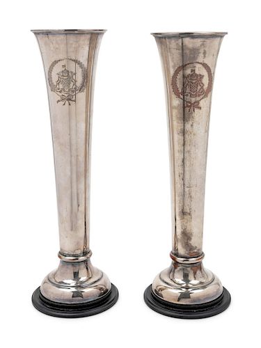 A Pair of Silver-Plate Loving Cups<br>each with e
