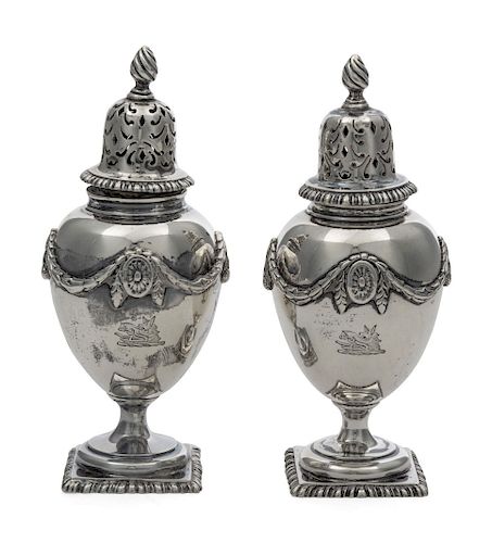 A Pair of Edwardian Silver Casters<br>Carrington 