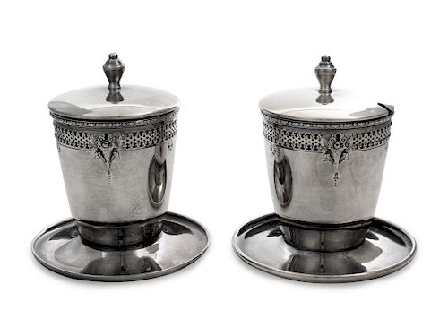 A Pair of Silver-Plate Jars<br>Height of each 5 i