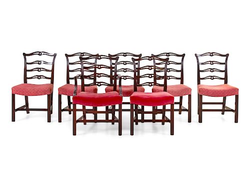 A Set of Seven George III Style Dining Chairs<br>