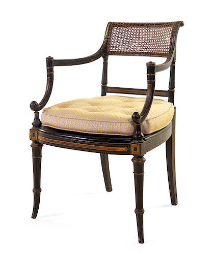 A Regency Caned Open Armchair