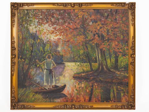 Artist Unknown<br>20TH CENTURY<br>Woman in Boat<b