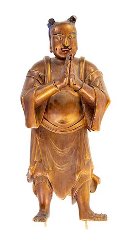 A Chinese Gilt Figure of a Boy<br>Height 43 inche