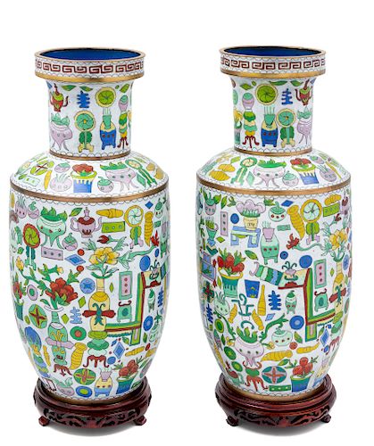 A Pair of Chinese Cloisonne Enamel Vases<br>MODER
