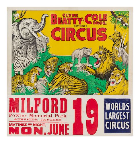 (CIRCUS) CLYDE BEATTY-COLE BROTHERS<br>Poster Mil