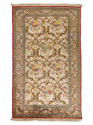 A Tabriz Silk Rug<br>7 feet 2 inches x 4 feet 4 i