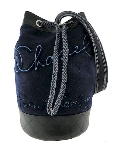 Chanel Wool and Leather Paris-Hamburg Sling Backpack Bag 