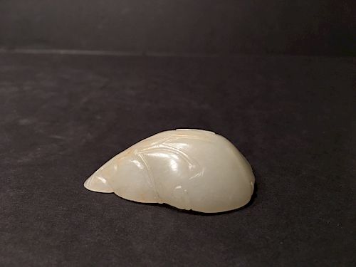 ANTIQUE Large Chinese White Jade Pendent with flower carvings, 18th Century