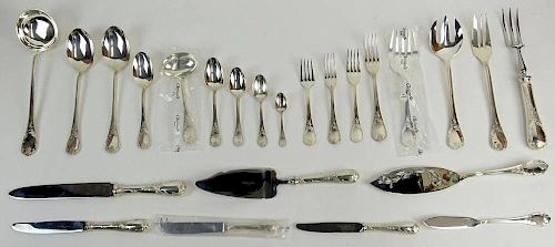 One Hundred Forty-Four (144) Pieces Christofle "Marly" Sterling Silver Flatware Set