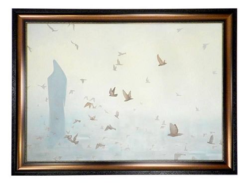 Tom Notman, Oil on Masonite - "Dust Birds"