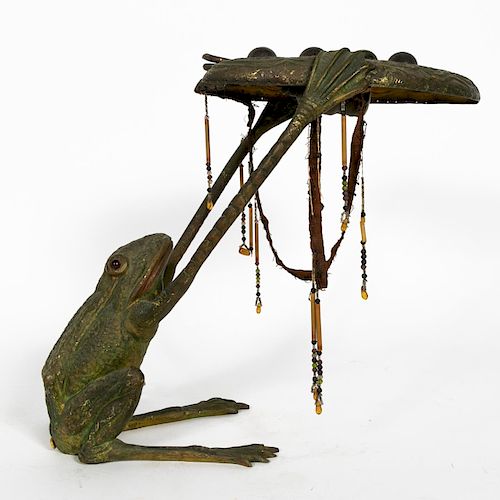 Art Nouveau, Austrian Bronze Frog Table Lamp