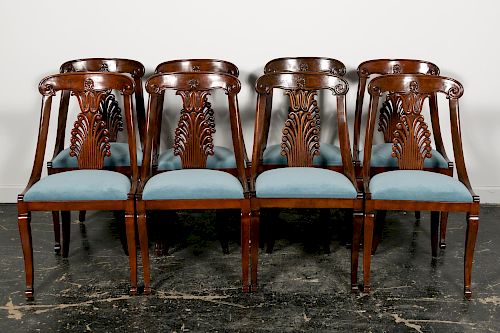 Set, Eight Classical Revival Mahogany Side Chairs