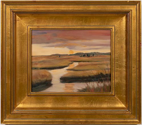 Janet Powers "Sun Rise Marsh" Oil On Canvas