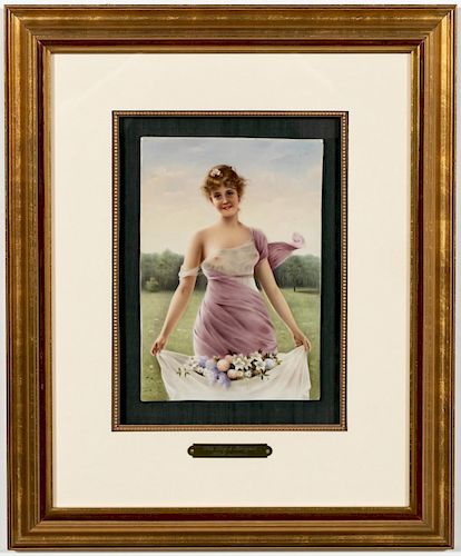 KPM Hand-Painted Plaque, Young Woman