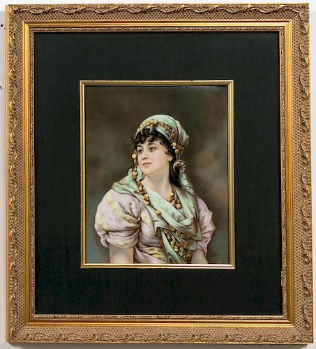 KPM Plaque, S. Wirkner, Portrait of a Gypsy