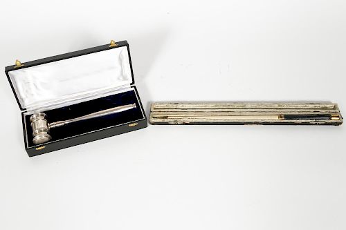 Silver Plated Gavel and Ebonized Conductor's Baton