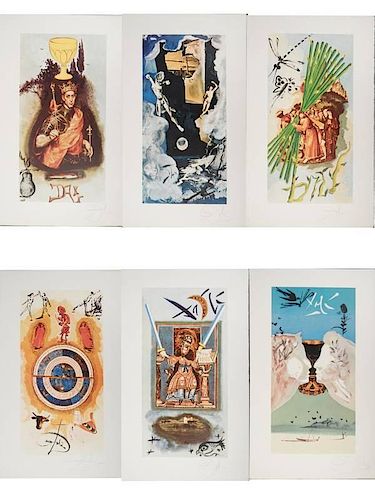 Salvador Dali, Lithograph- 6 Tarot Cards