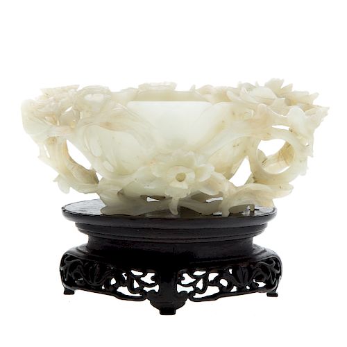 Chinese Carved Jade Flower Bowl