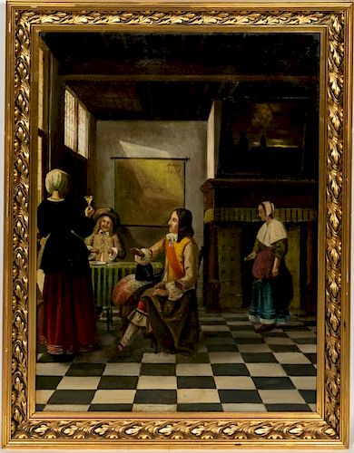 After Pieter de Hooch, Woman Drinking With Two Men